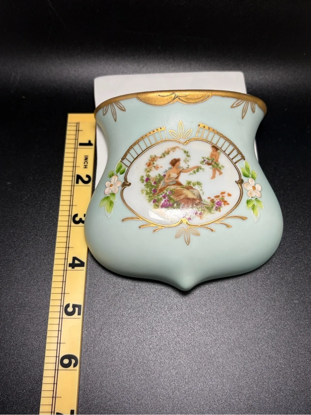 Vintage ARCO Japan Porcelain Wall Plaque Victorian Lady Flowers Gold Cottagecore